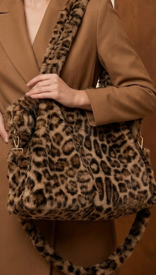 Bolso de piel sintética estampado de leopardo