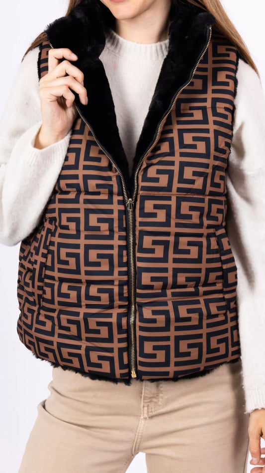 Chaleco reversible estampado