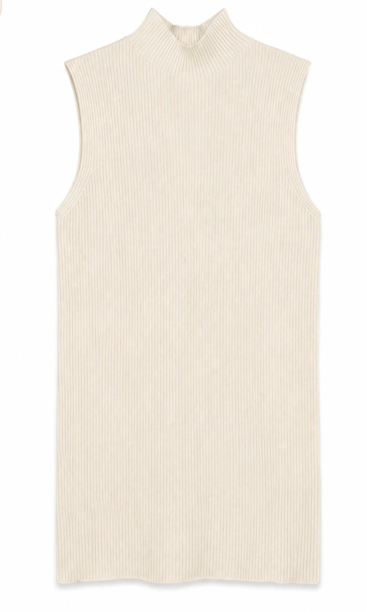 TOP SIN MANGAS DE PUNTO CANALÉ CON CUELLO ALTO